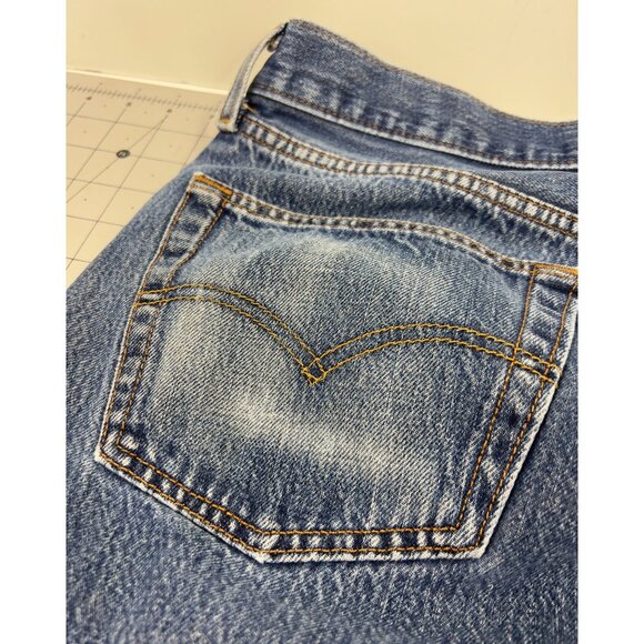 Levis 501 Original Fit Button Fly Men's Jeans W33 L34 Faded Distressed Denim - Picture 13 of 13